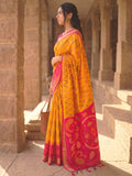 YELLOW Soft Silk Saree With Blouse Piece