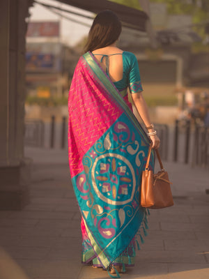 Rani Pink Soft Silk Saree With Blouse Piece