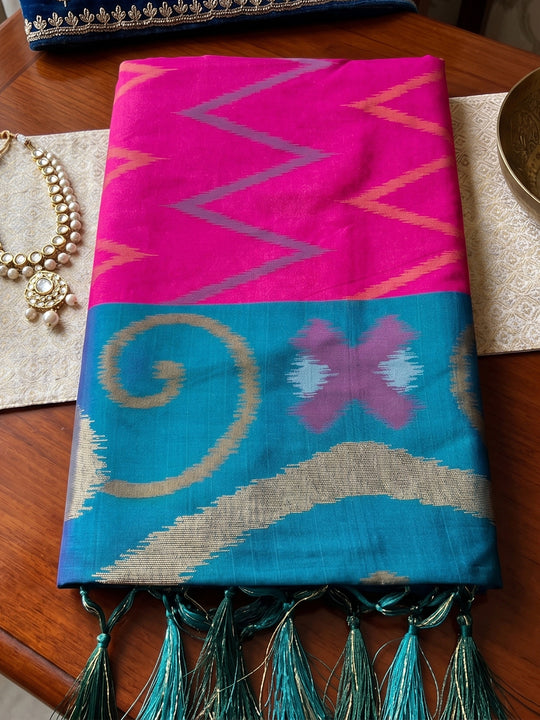 Rani Pink Soft Silk Saree With Blouse Piece