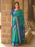 Sea Green Soft Silk Saree With Blouse Piece