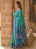 Sea Green Soft Silk Saree With Blouse Piece