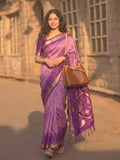 Lavender Soft Silk Saree With Blouse Piece