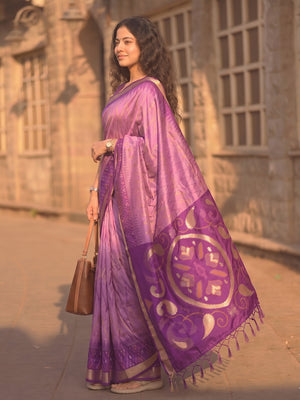 Lavender Soft Silk Saree With Blouse Piece