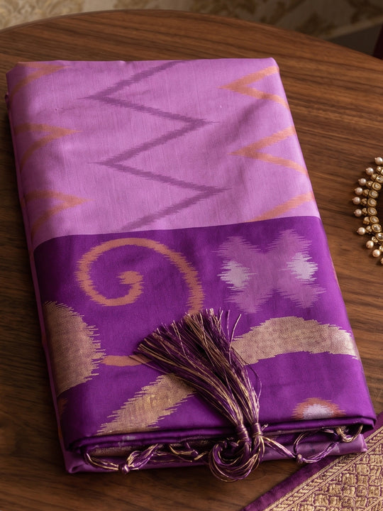 Lavender Soft Silk Saree With Blouse Piece