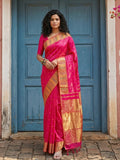 Pink Silk Blend Saree With Blouse Piece