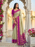 PESTAL LIGH GRAY SILK BLEND Saree With Blouse Piece