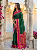 GREEN SILK BLEND Saree With Blouse Piece