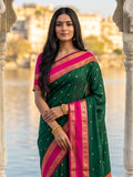 GREEN SILK BLEND Saree With Blouse Piece
