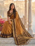 BROWN SILK BLEND Saree With Blouse Piece