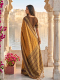 BROWN SILK BLEND Saree With Blouse Piece