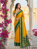 MUSTRD YELLOW SILK BLEND Saree With Blouse Piece