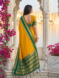 MUSTRD YELLOW SILK BLEND Saree With Blouse Piece