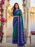 Rama Green  SILK BLEND Saree With Blouse Piece