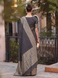 Black Cotton Blend Saree With Blouse Piece