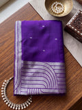 Royal Blue Cotton Blend Saree With Blouse Piece