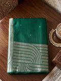 Deep Green Cotton Blend Saree With Blouse Piece