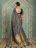 Black Art Silk Saree With Blouse Piece