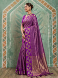 Purple Art Silk Saree With Blouse Piece