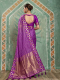 Purple Art Silk Saree With Blouse Piece