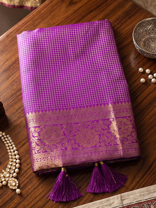 Purple Art Silk Saree With Blouse Piece