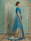 Teal Art Silk Saree With Blouse Piece