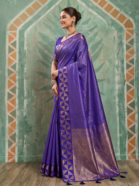 Violet Art Silk Saree With Blouse Piece