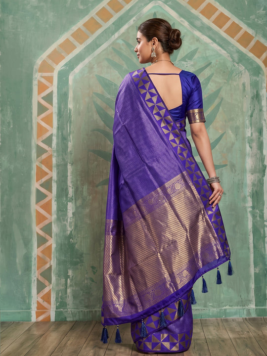 Violet Art Silk Saree With Blouse Piece