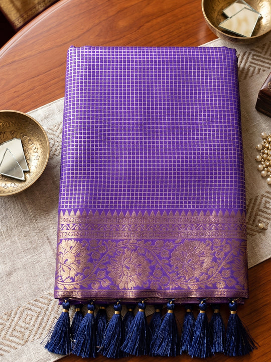 Violet Art Silk Saree With Blouse Piece