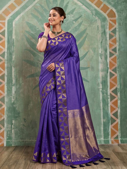 Violet Art Silk Saree With Blouse Piece