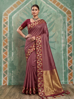 Red Art Silk Saree With Blouse Piece