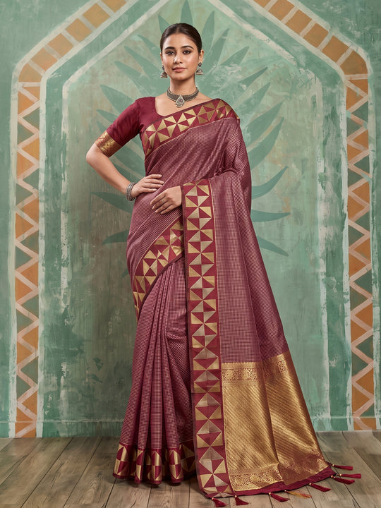 Red Art Silk Saree With Blouse Piece