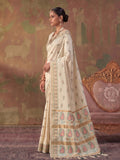 Cream Soft Silk Saree With Blouse Piece