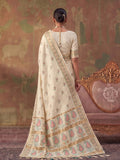 Cream Soft Silk Saree With Blouse Piece