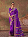 Violet Soft Silk Saree With Blouse Piece