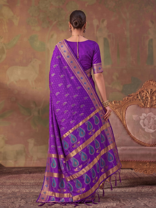 Violet Soft Silk Saree With Blouse Piece