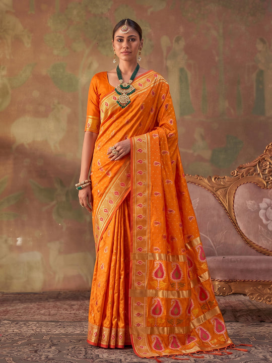 Orange Soft Silk Saree With Blouse Piece