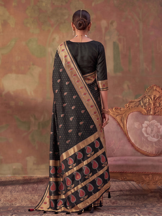 Black Soft Silk Saree With Blouse Piece