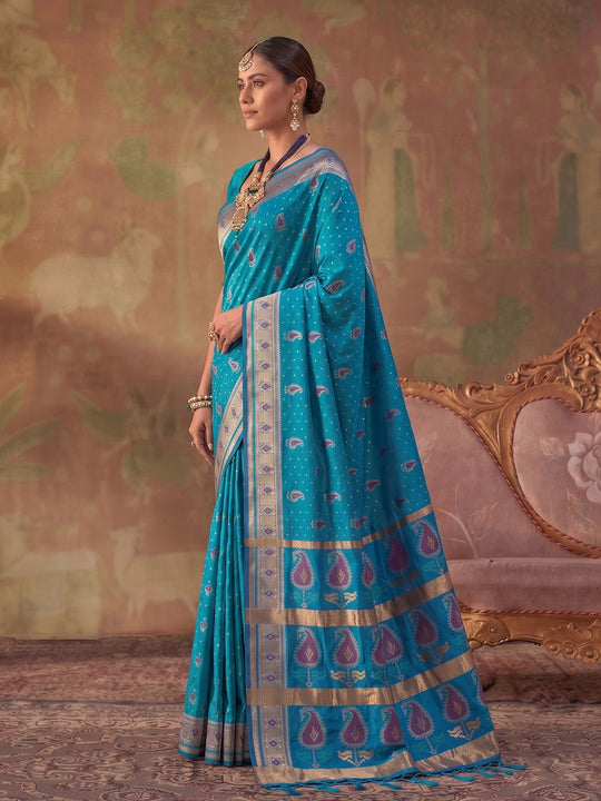 Rama Soft Silk Saree With Blouse Piece