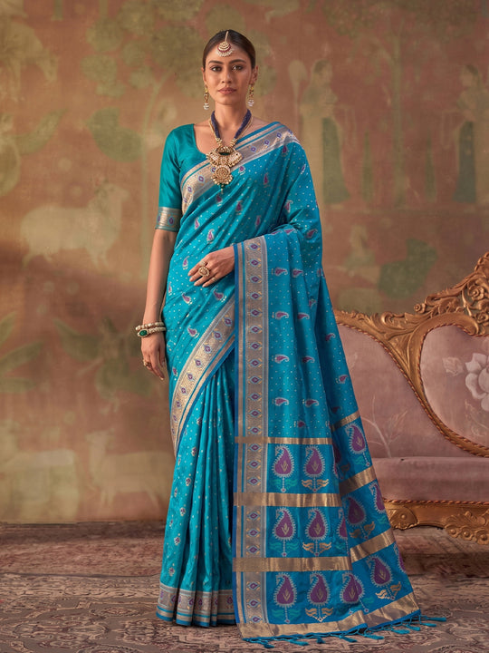 Rama Soft Silk Saree With Blouse Piece