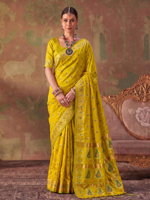Mustard Yellow Soft Silk Saree With Blouse Piece