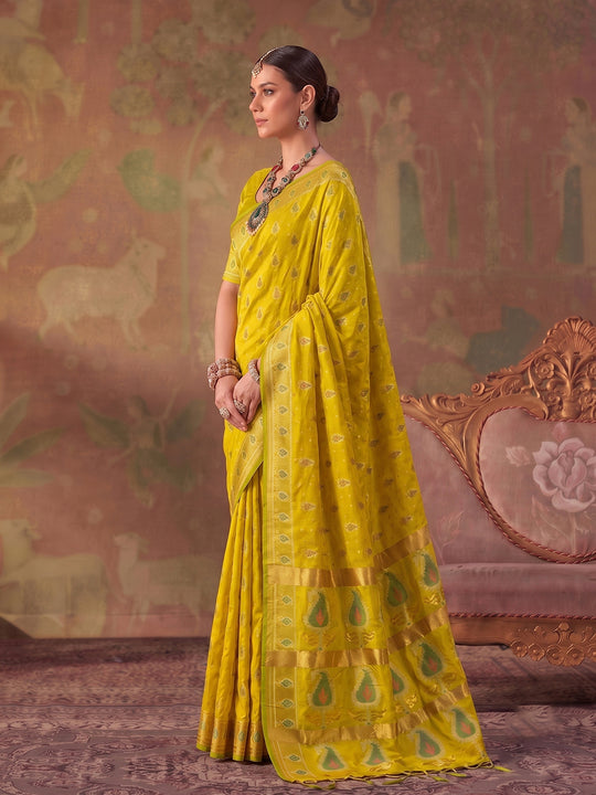 Mustard Yellow Soft Silk Saree With Blouse Piece