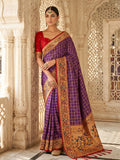 Purple Banarasi Silk Saree With Blouse Piece