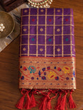 Purple Banarasi Silk Saree With Blouse Piece