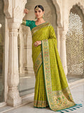 Green Banarasi Silk Saree With Blouse Piece