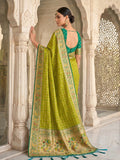 Green Banarasi Silk Saree With Blouse Piece