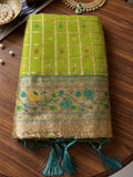 Green Banarasi Silk Saree With Blouse Piece