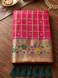Rani Pink Banarasi Silk Saree With Blouse Piece