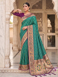 Rama Green Banarasi Silk Saree With Blouse Piece
