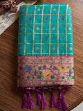 Rama Green Banarasi Silk Saree With Blouse Piece