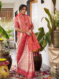 Cream Soft Silk Saree With Red Blouse Piece